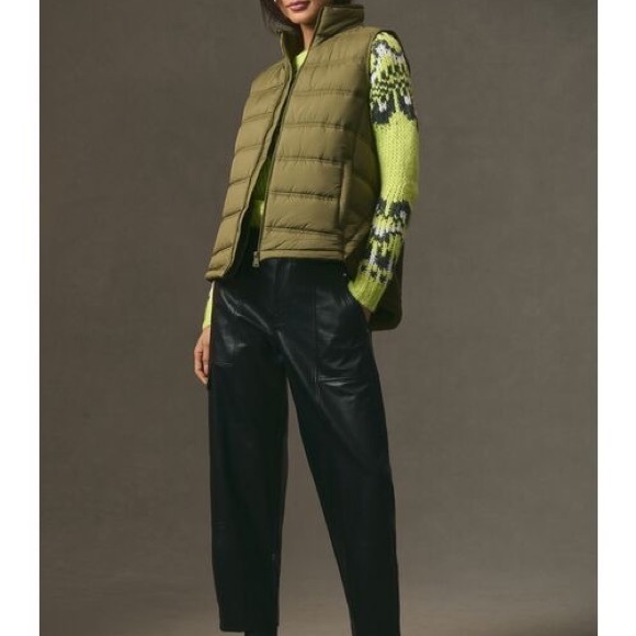 Anthropology Bernardo Army Green Puffer Vest with Chevron Back - Picture 6 of 10